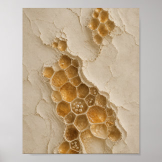 Sculptural Honeycomb Art Amber Wall Poster
