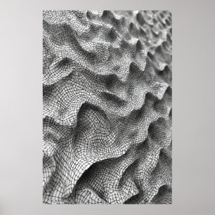 Sculptural Mosaic Waves: A 3D Geometric Tiling Poster
