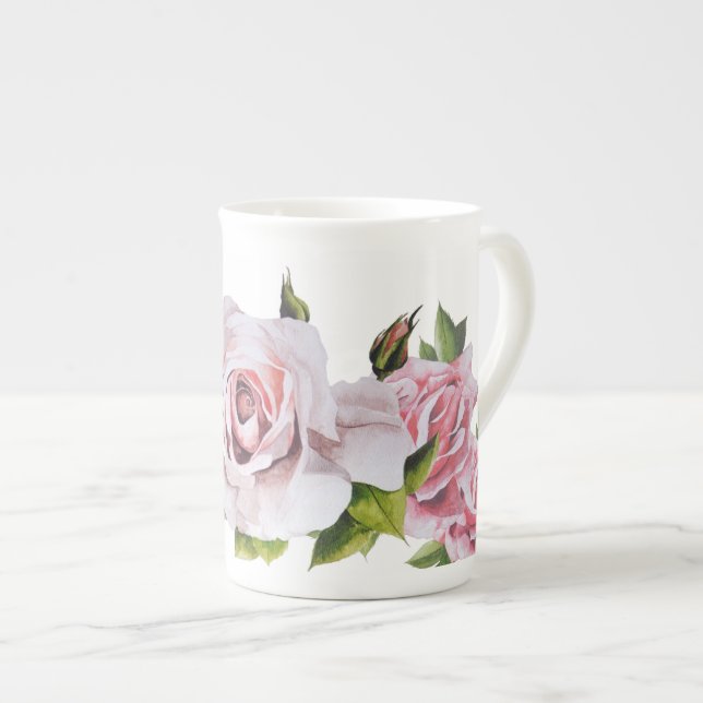 Sculptural Roses on a Bone China Mug (Front Right)
