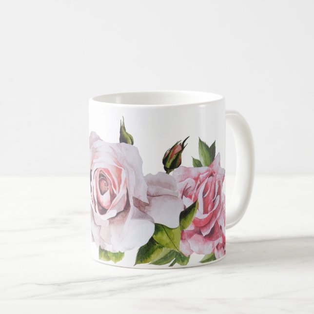 Sculptural Roses on a Classic Mug (Front Right)