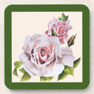 Sculptural Roses on a Coaster Set