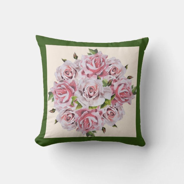 Sculptural Roses on a Throw Pillow (Front)