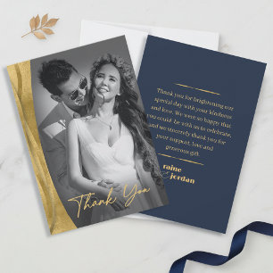 Sculptural Waves Thank You Gold Navy Blue ID1312 Card