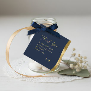 Sculptural Waves Thank You Gold Navy Blue ID1312 Favour Tags