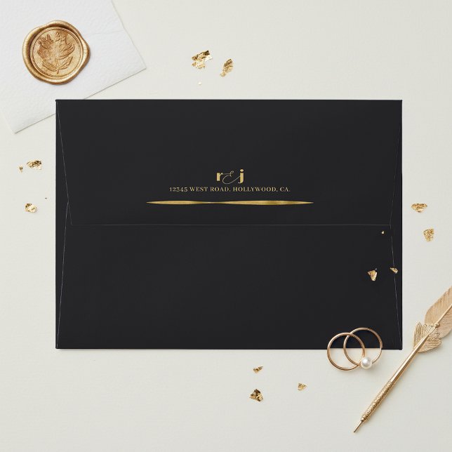 Sculptural Waves Wedding Gold Matte Black ID1312 Envelope (Creator Uploaded)