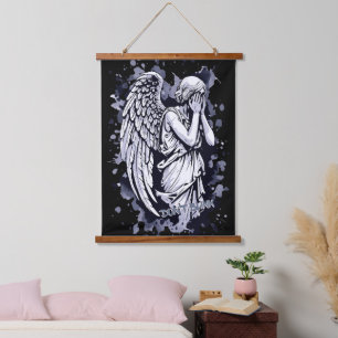 Sculpture of a Weeping Angel - with Splashes 1 Hanging Tapestry