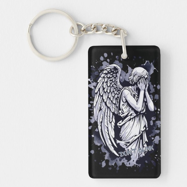 Sculpture of a Weeping Angel  - with Splashes 1 Key Ring (Front)