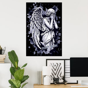 Sculpture of a Weeping Angel - with Splashes 1 Poster