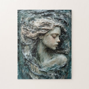 Sculpture of a Woman's Profile Patina Jigsaw Puzzle
