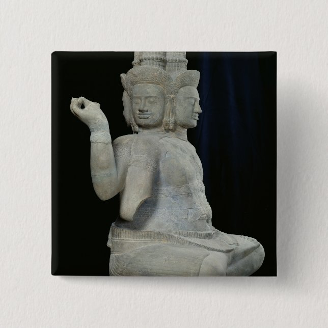 Sculpture of Brahma with four faces 15 Cm Square Badge (Front)