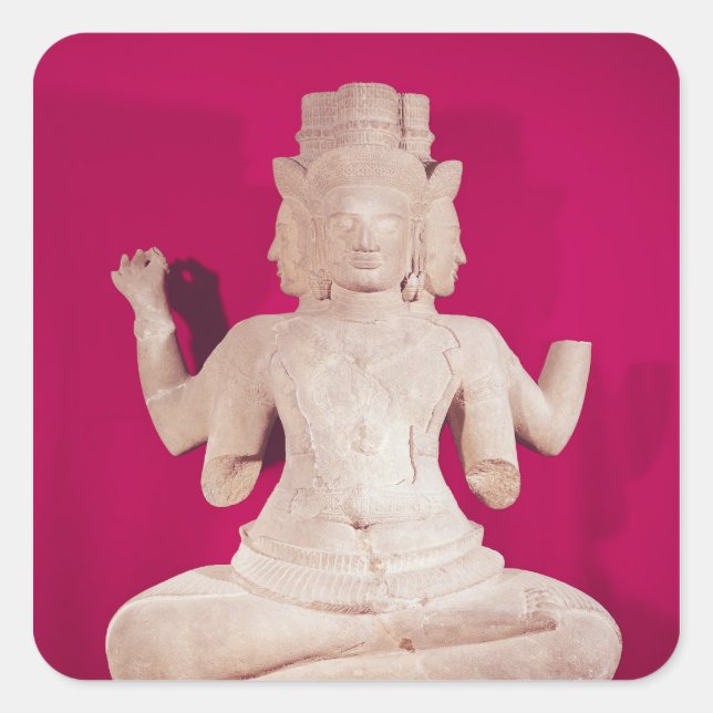 Sculpture of Brahma with four faces 2 Square Sticker (Front)