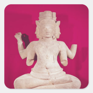 Sculpture of Brahma with four faces 2 Square Sticker