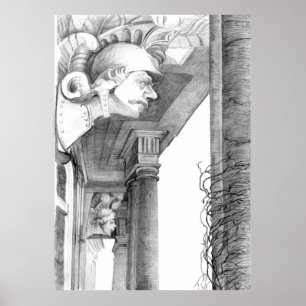 Sculpture of Burgscheidungen castle Pencil Art Poster