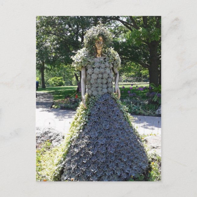 Sculpture of Woman Made of Succulents Postcard (Front)