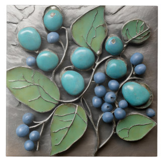 Sculptured Blueberry mosaic Ceramic Tile