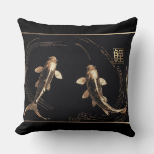 Sculptured Copper Metal Koi Swirl Cushion