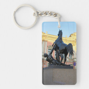 Sculptures the Anichkov bridge in St. Petersburg Key Ring