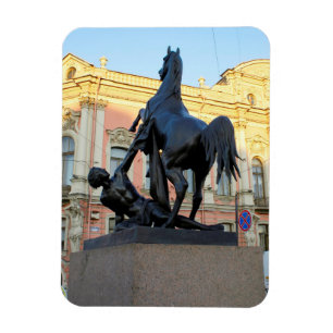 Sculptures the Anichkov bridge in St. Petersburg Magnet