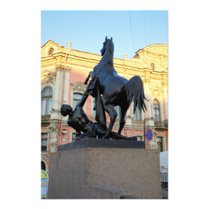 Sculptures the Anichkov bridge in St. Petersburg Photo Print