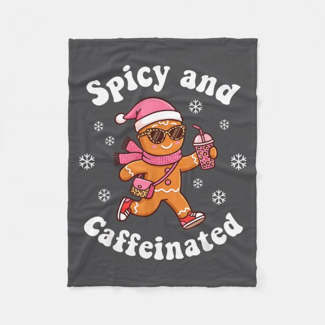 Scy And Caffeinated Cozy Nk Gingerbread Holding Co Fleece Blanket (Front)