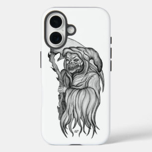 Scythe man - The Death black and white Design iPhone 16 Case