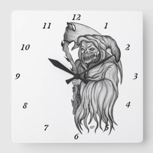 Scythe man - The Death , Grim reaper Square Wall Clock