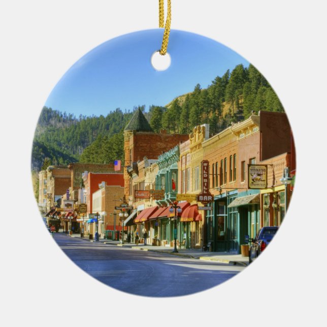 SD, Deadwood, Historic Gold Mining town Ceramic Ornament (Front)