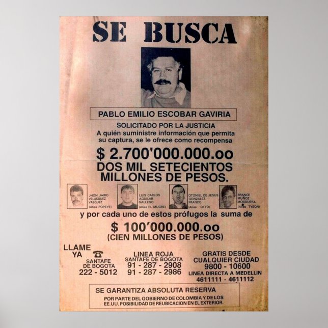 SE BUSCA ESCOBAR 1 POSTER (Front)