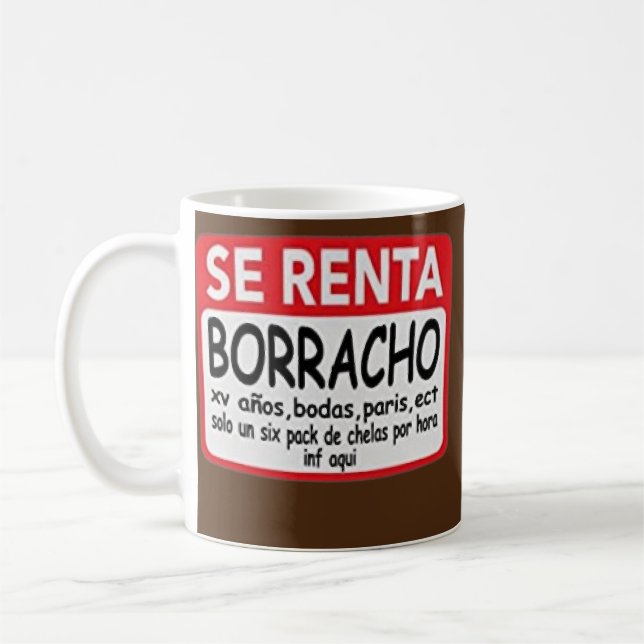 Se Renta Borracho Mens Graphic Funny Spanish  Coffee Mug (Left)