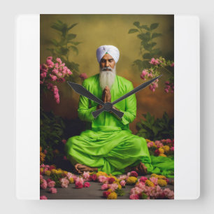 Se sant Shiromani Baba Ravidas Sikh Meditation in  Square Wall Clock