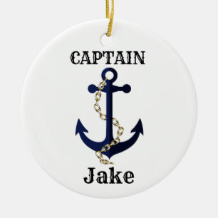 Sea anchor, chain, personalised ceramic ornament