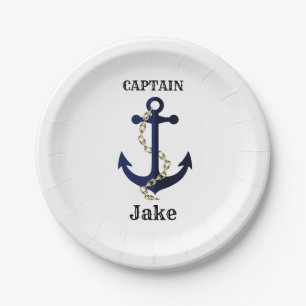 Sea anchor, chain, personalised paper plate
