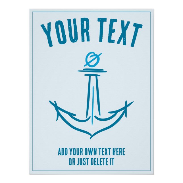Sea Anchor. Compass rose. Sailor Gift Template Poster (Front)