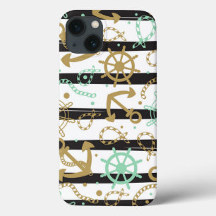 Sea Anchor Pattern iPhone 13 Case
