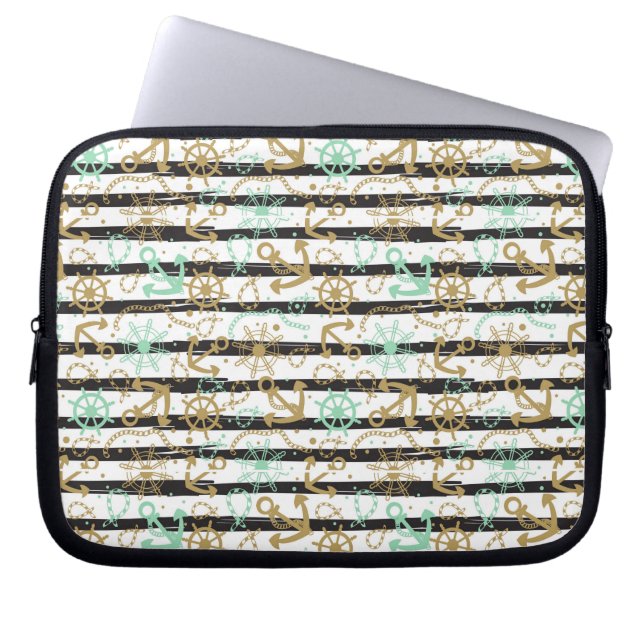 Sea Anchor Pattern Laptop Sleeve (Front)