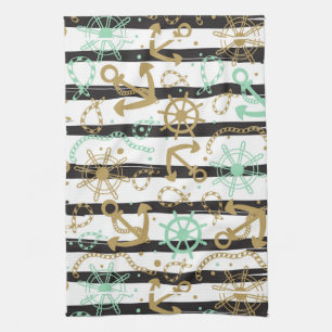 Sea Anchor Pattern Tea Towel