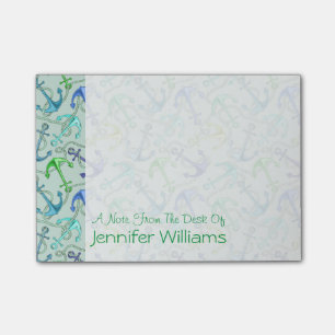 Sea Anchors And Rope Pattern Add Your Name Post-it Notes