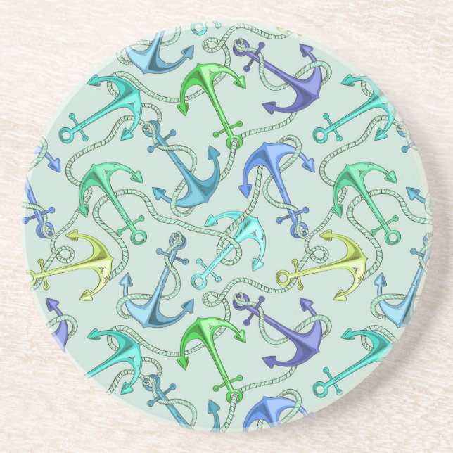 Sea Anchors And Rope Pattern Coaster (Front)