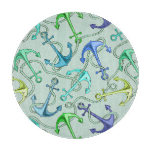 Sea Anchors And Rope Pattern Cutting Board