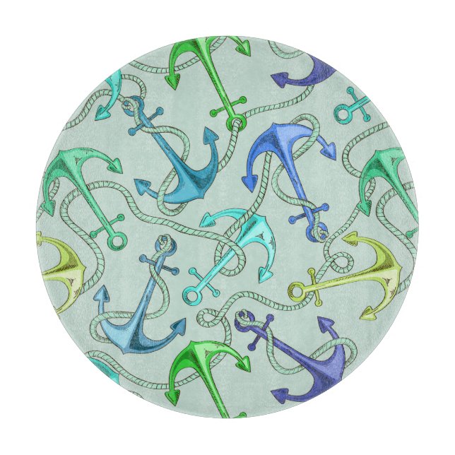 Sea Anchors And Rope Pattern Cutting Board (Front)