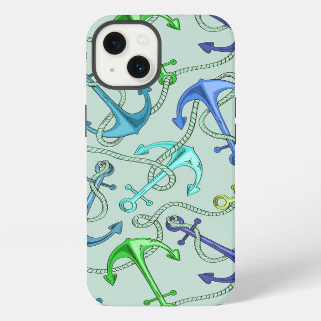Sea Anchors And Rope Pattern iPhone Case (Back)