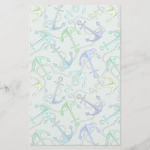 Sea Anchors And Rope Pattern Stationery
