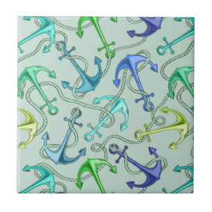 Sea Anchors And Rope Pattern Tile