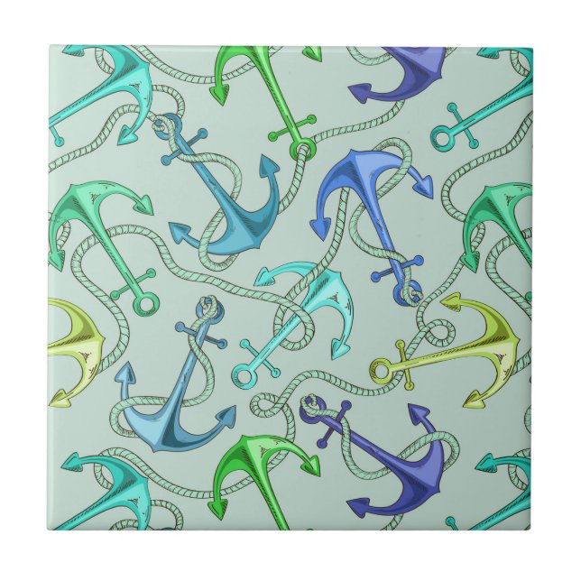 Sea Anchors And Rope Pattern Tile (Front)