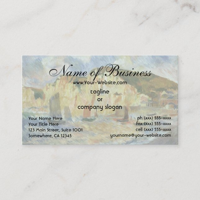 Sea and Cliffs by Pierre Auguste Renoir Business Card (Front)