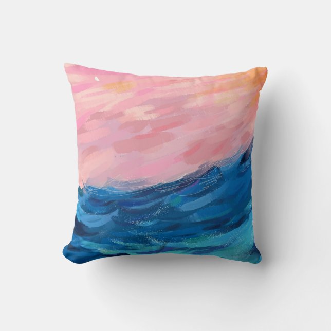 Sea and pink sky. cushion (Front)