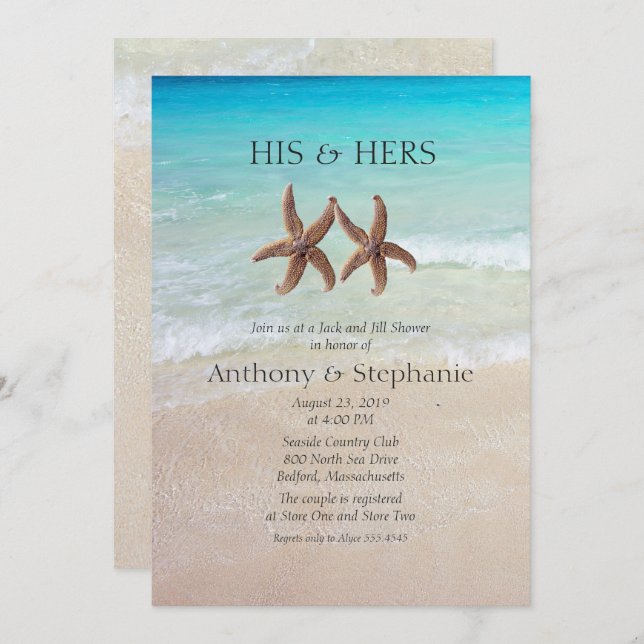 Sea and Sand Couple's Wedding Shower Invitation (Front/Back)