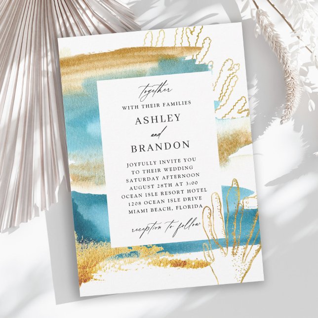 Sea and Sand Modern Watercolor Wedding Invitation (Available as printed or digital download for your convenience!)