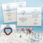 Sea and Sand Wedding Ceremony Folded Program<br><div class="desc">Beach themed folded wedding program template. Hearts and modern fonts make this wedding program special. The background image is ocean surf coming up at low tide with lots of smooth sand showing. Customise the front of the paper with your text to include a title, in swirling script, full names of...</div>