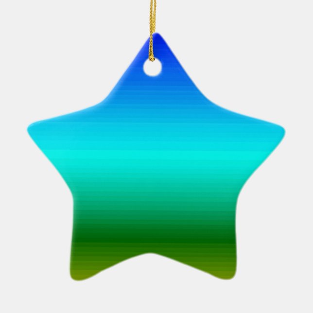 Sea and Sky Blue and Green Gradient Ceramic Tree Decoration (Front)